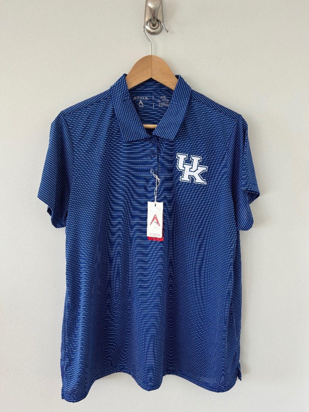 NWT Antigua University of Kentucky Wildcats Tribute Polo in Blue & White Sz XXL